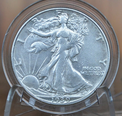1939-D Walking Liberty Silver Half Dollar - F-XF (EF45; Extremely Fine) - Denver Mint - 1939D Half Dollar / 1939 D Half Dollar - WLH 1939 D
