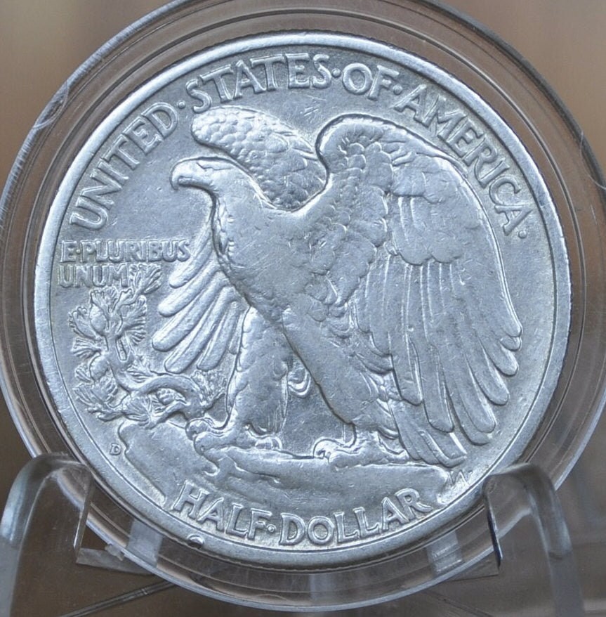 1939-D Walking Liberty Silver Half Dollar - F-XF (EF45; Extremely Fine) - Denver Mint - 1939D Half Dollar / 1939 D Half Dollar - WLH 1939 D