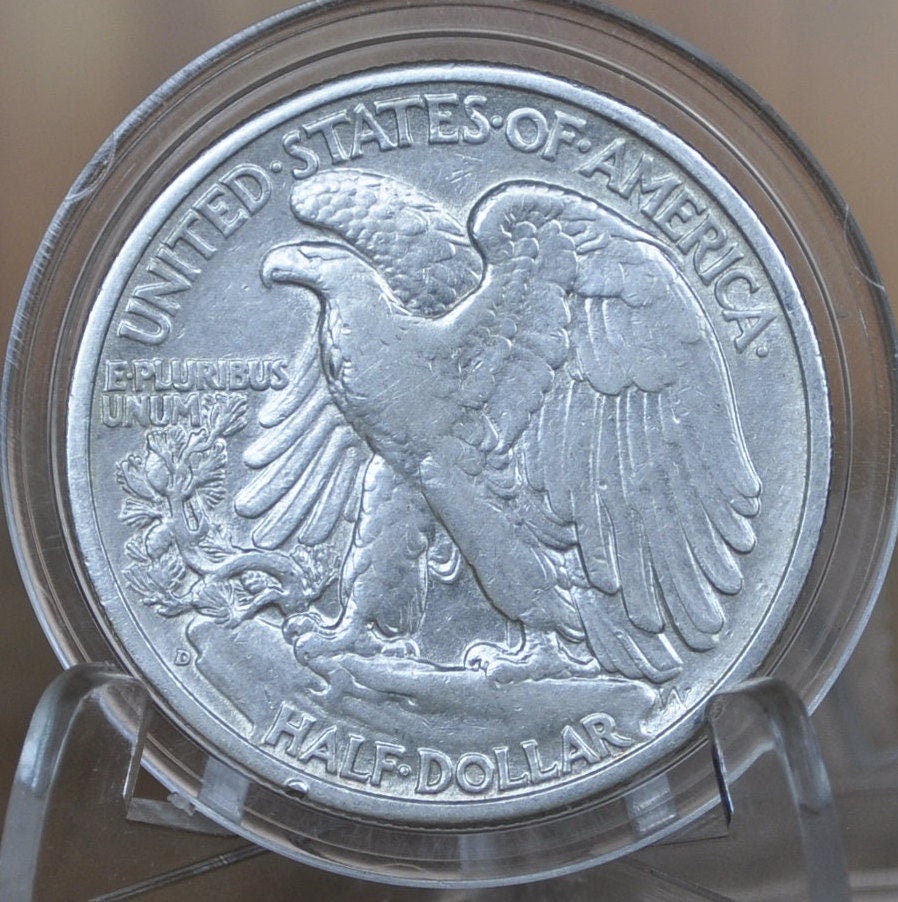 1946-D Walking Liberty Silver Half Dollar - F (Fine) Grade - Denver Mint - WWII Era Coin - 1946D / 1946 D WLH