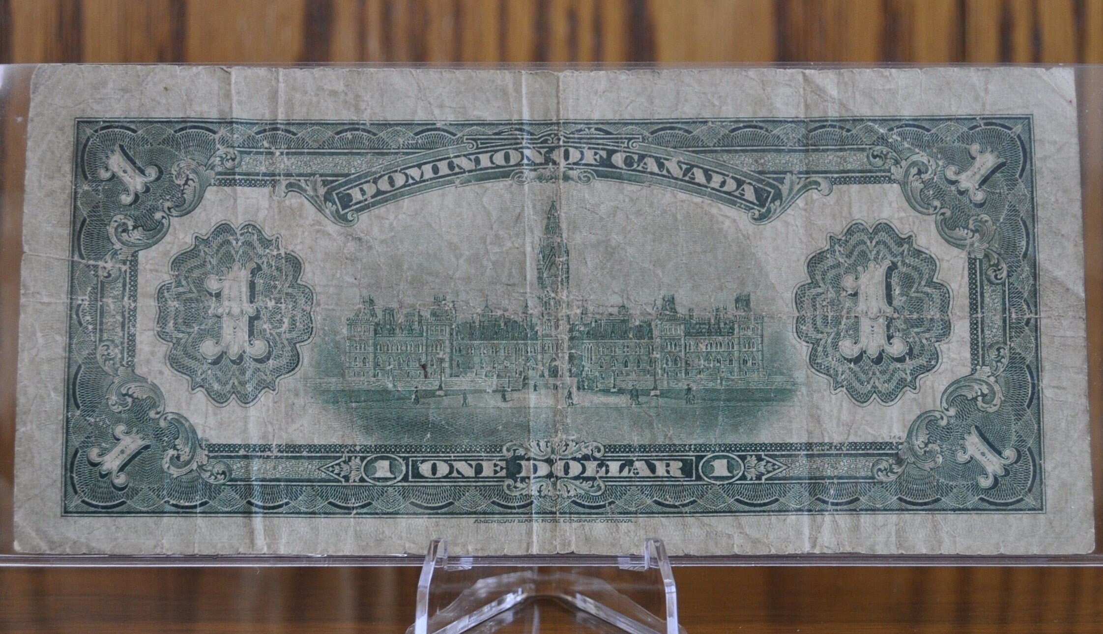 1917 Dominion of Canada One Dollar - No Seal, Z Prefix, Rarer Type