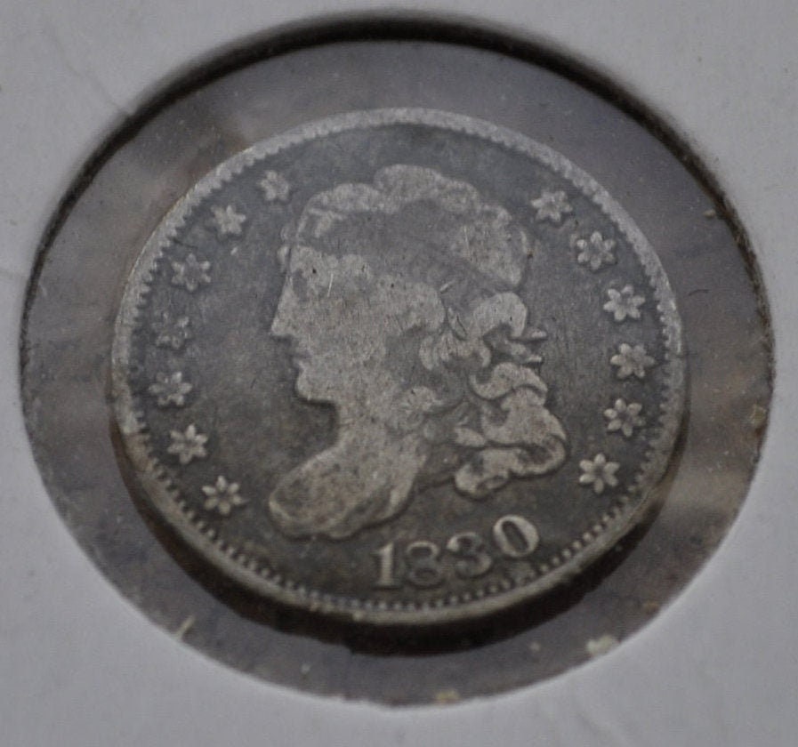 1830 Capped Bust Half Dime - VG (Very Good) - Silver - Uncleaned - Good Detail / Grade - 1830 Bust Dime - Early American Coin - Uncleaned