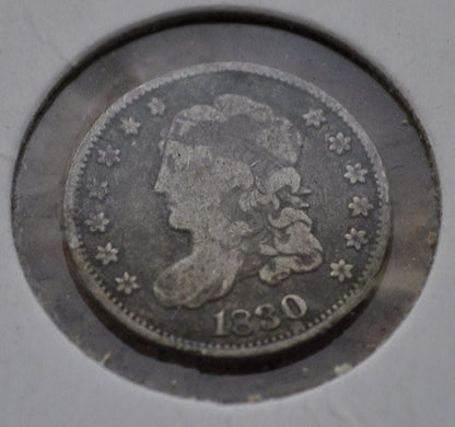 1830 Capped Bust Half Dime - VG (Very Good) - Silver - Uncleaned - Good Detail / Grade - 1830 Bust Dime - Early American Coin - Uncleaned