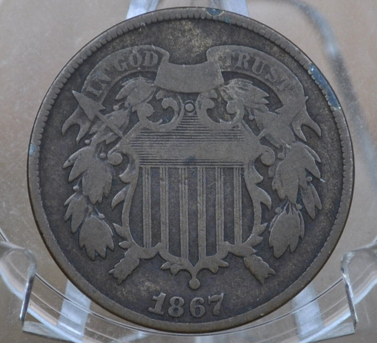 1867 Two Cent US Coin - Choose by Grade / Condition - Civil War Era - 2 Cent Piece 1867