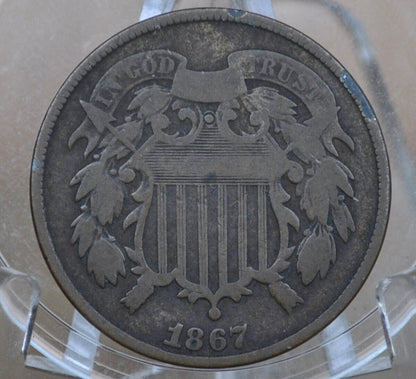 1867 Two Cent US Coin - Choose by Grade / Condition - Civil War Era - 2 Cent Piece 1867