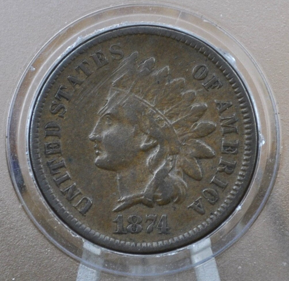 1874 Indian Head Penny - VG-XF (Fine to Extremely Fine) Condition / Grade - Choose by Grade - Great Date; perfect for collections- 1874 Cent
