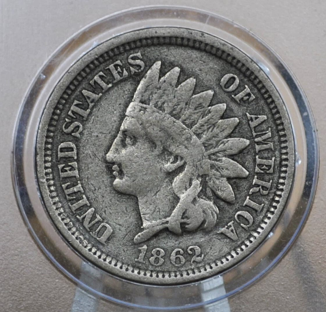 1862 Indian Head Penny - Choose by Grade - Good Early Date - 1862 Indian Head Cent 1862 One Cent - Civil War Era Cent
