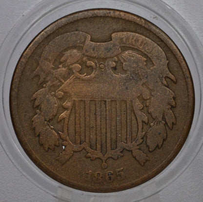 1865 Two Cent US Coin - G-XF (Good to Extremely Fine) Choose by Grade - Civil War Era - 2 Cent Piece 1865 Two Cent Coins