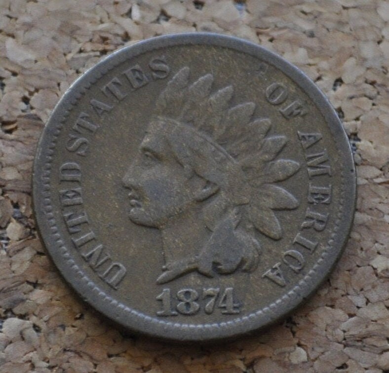 1874 Indian Head Penny - VG-XF (Fine to Extremely Fine) Condition / Grade - Choose by Grade - Great Date; perfect for collections- 1874 Cent