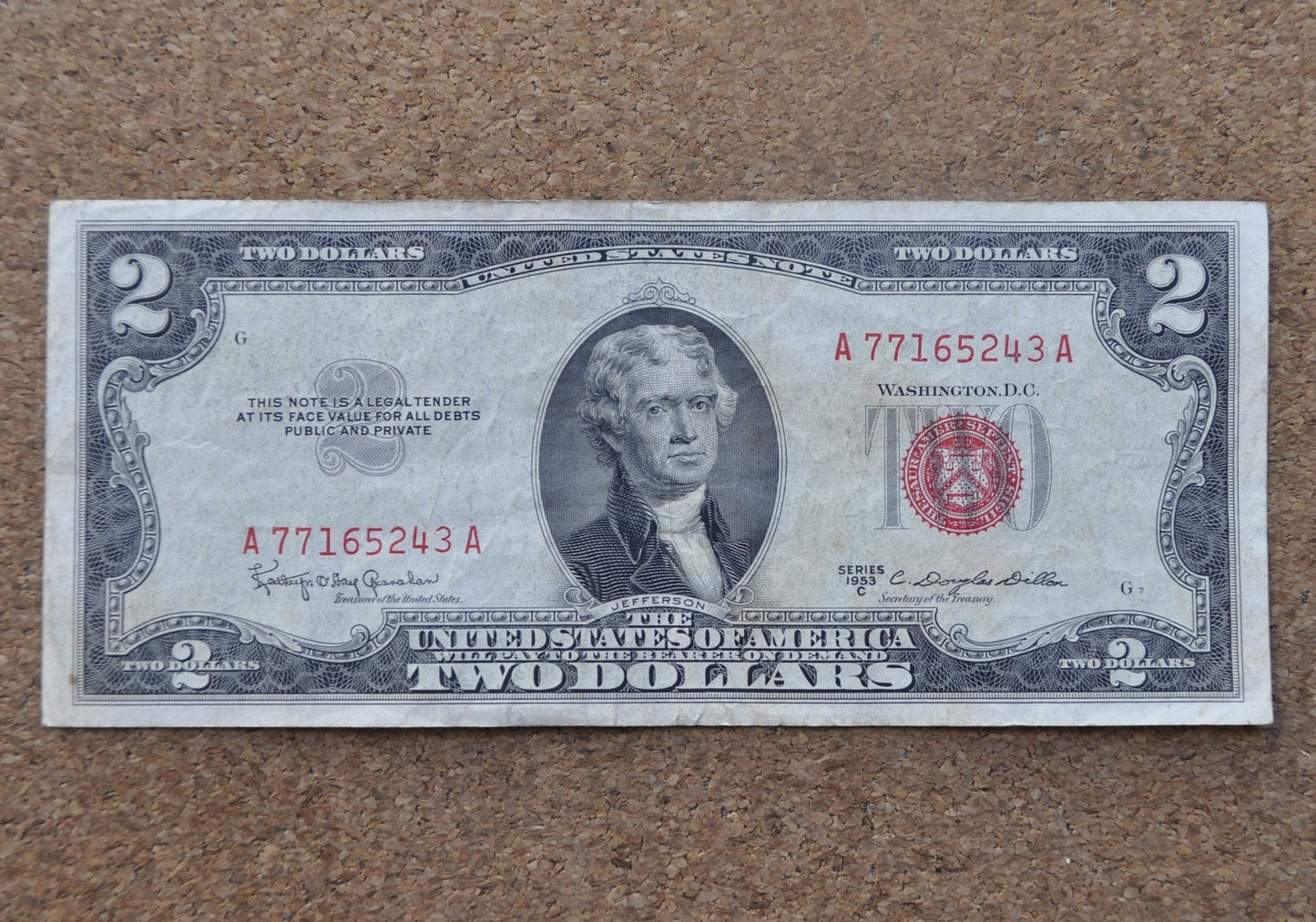 1953 Red Seal 2 Dollar Bill - ALL GRADES - Choose By Grade - 1953 Two Dollar United States Note 1953