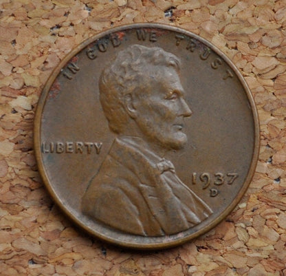 1937-D Wheat Penny - Choose By Grade, F-Xf (Fine To Extremely Fine) Condition - Denver Mint - 1937 D Wheat Ear Cent / Wheat Back Cent 1937 D