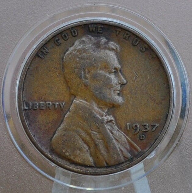 1937-D Wheat Penny - Choose By Grade, F-Xf (Fine To Extremely Fine) Condition - Denver Mint - 1937 D Wheat Ear Cent / Wheat Back Cent 1937 D