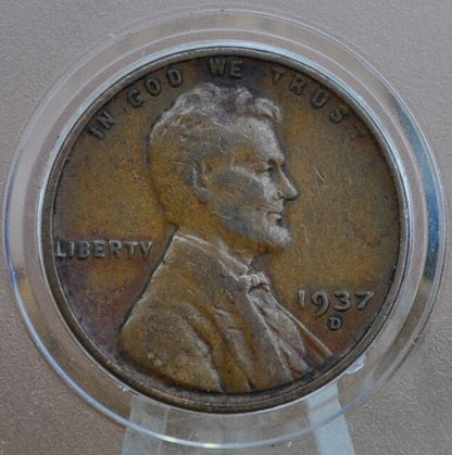 1937-D Wheat Penny - Choose By Grade, F-Xf (Fine To Extremely Fine) Condition - Denver Mint - 1937 D Wheat Ear Cent / Wheat Back Cent 1937 D