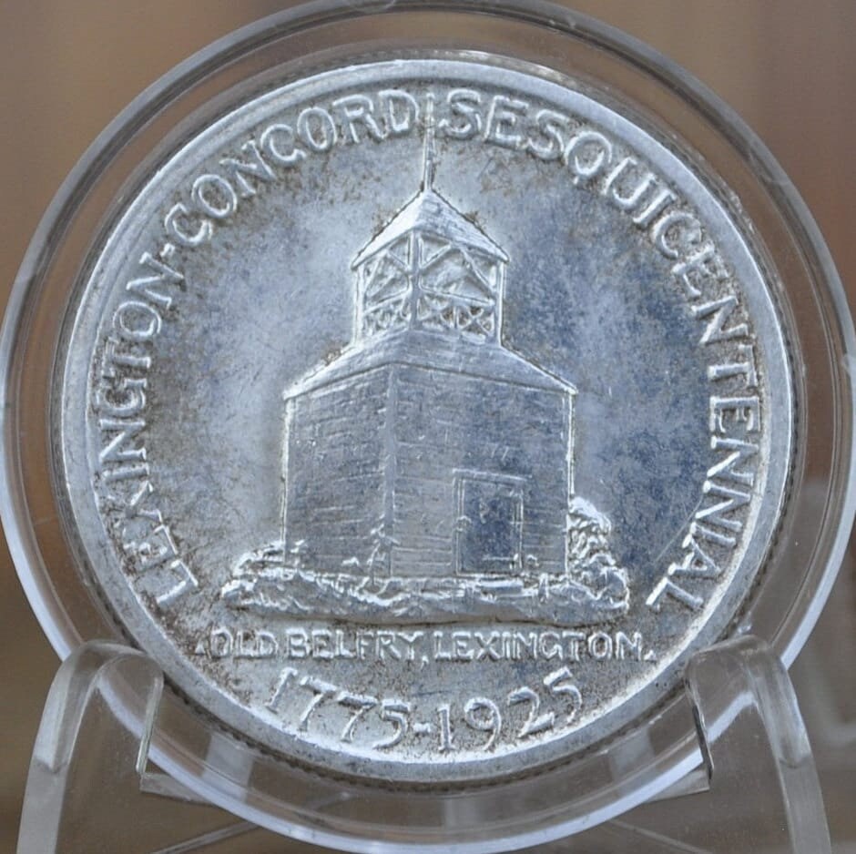 Authentic 1925 Patriot Half Dollar - VF-BU (Very Fine to Unc.) - Lexington-Concord Silver Commemorative Half Dollar Sesquicentennial Half
