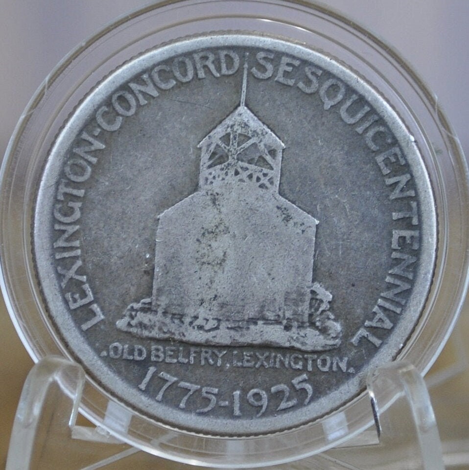 Authentic 1925 Patriot Half Dollar - VF-BU (Very Fine to Unc.) - Lexington-Concord Silver Commemorative Half Dollar Sesquicentennial Half