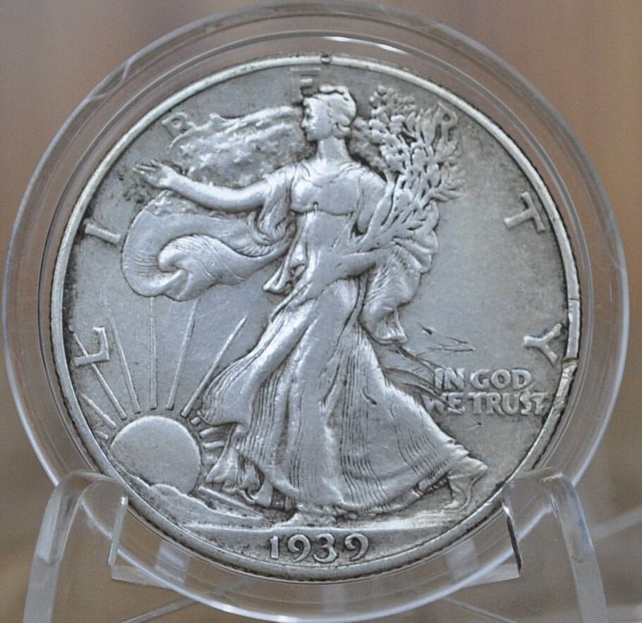 1939 Walking Liberty Silver Half Dollar - F-VF (Fine to Very Fine) - Philadelphia Mint - 1939-P Half Dollar / 1939 P Half Dollar / 1939 WLH