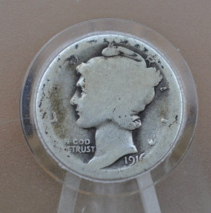 1916-S Mercury Silver Dime - G (Good) - San Francisco Mint - 1916 S Winged Liberty Head Silver Dime Mercury 1916S