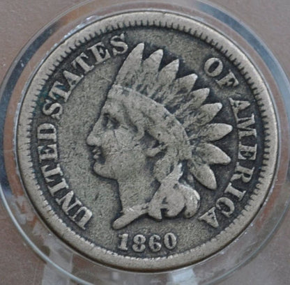 1860 Indian Head Penny - G-XF (Good to Very Fine), Choose by Grade -Round Bust 1860- Second year made - Indian Head Cent 1860 - Early Date