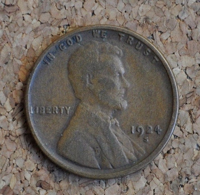 1924-S Wheat Penny - F To Vf (Fine To Very Fine) Grade / Condition - San Francisco Mint - 1924 S Wheat Ear Cent