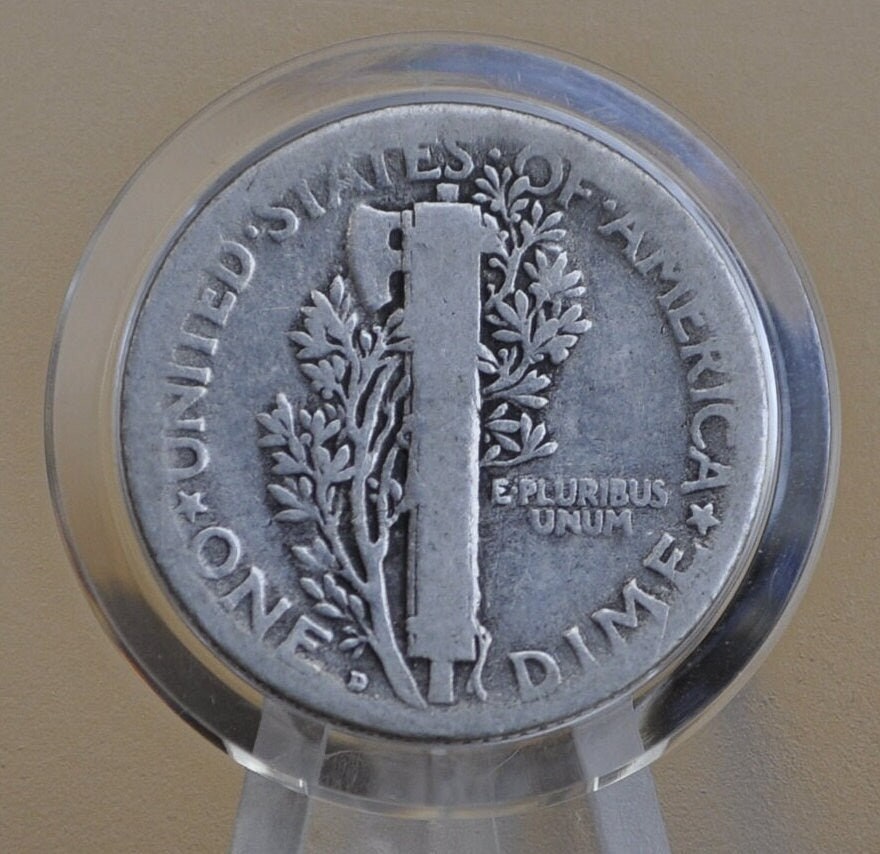 1919 D Mercury Silver Dime - G (Good) Condition - Denver Mint - 1919 D Winged Liberty Head Dime - Silver Dime 1919D