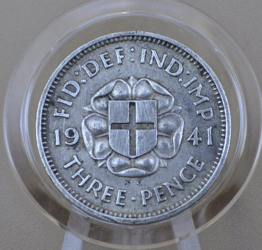 1941 UK 3 Pence Silver - Great Condition - Great Britain Silver Threepence 1941 Silver 3 Pence - King George IV - Great for Jewelry
