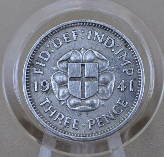 1941 UK 3 Pence Silver - Great Condition - Great Britain Silver Threepence 1941 Silver 3 Pence - King George IV - Great for Jewelry