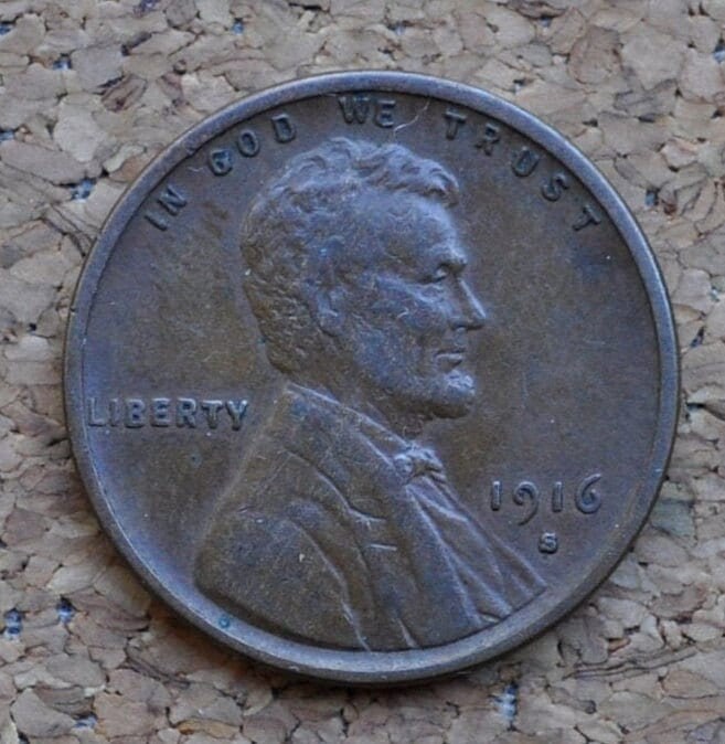 1916-S Wheat Penny - F To Vf (Fine To Very Fine) - San Francisco Mint - World War I Era Coin - 1916 S Wheat Ear Cent - Good Date / Mint