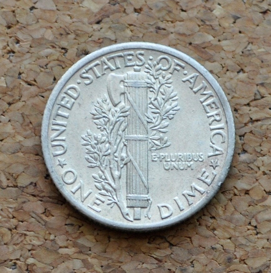 1936 Mercury Silver Dime - AU (About Uncirculated) - Philadelphia Mint - 1936P Liberty Head Dime - 1936-P