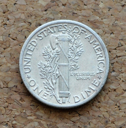 1936 Mercury Silver Dime - AU (About Uncirculated) - Philadelphia Mint - 1936P Liberty Head Dime - 1936-P