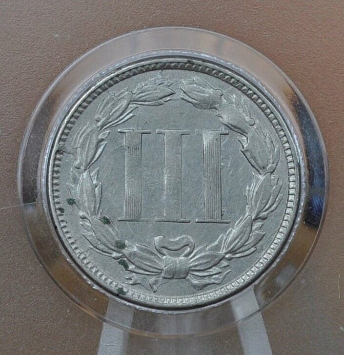 1865 Three Cent Nickel - VG-XF (Very Good to Extremely Fine) Choose by Grade- Civil War Era Three-Cent 1865 3 Cent Coin - Nickel Composition