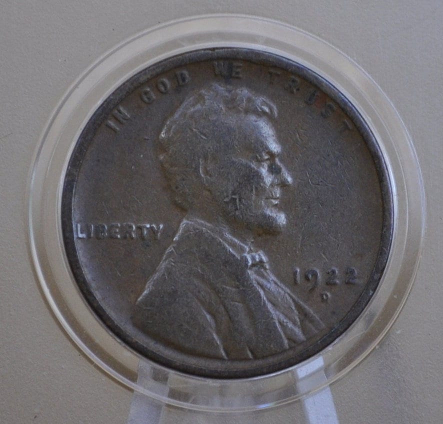 1922-D Wheat Penny - Vg-F (Very Good To Fine) Grade / Condition - Denver Mint - 1922 D Wheat Ear Cent - 1922 D Penny Wheat Back - Key Date