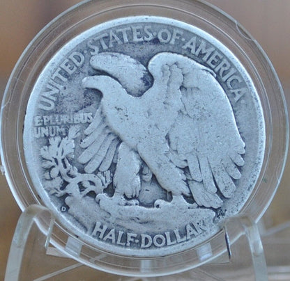 1936-D Walking Liberty Silver Half Dollar - VG-F (Very Good - Fine) Grade / Condition - Denver Mint - 1936D Half Dollar / 1936 D Half Dollar