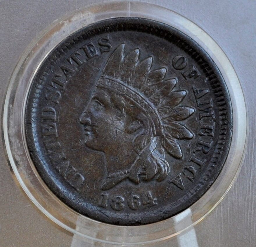 1864 Indian Head Penny - Choose by Grade F-XF (Fine to Extremely Fine) -Civil War Era Coin - Indian Head Cent 1864 Cent - Bronze, No L