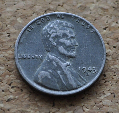1943-D Wwii Era Steel Us Cent - Ww2 Steel Wheat Penny - D Steel Lincoln Penny (Denver Mint)