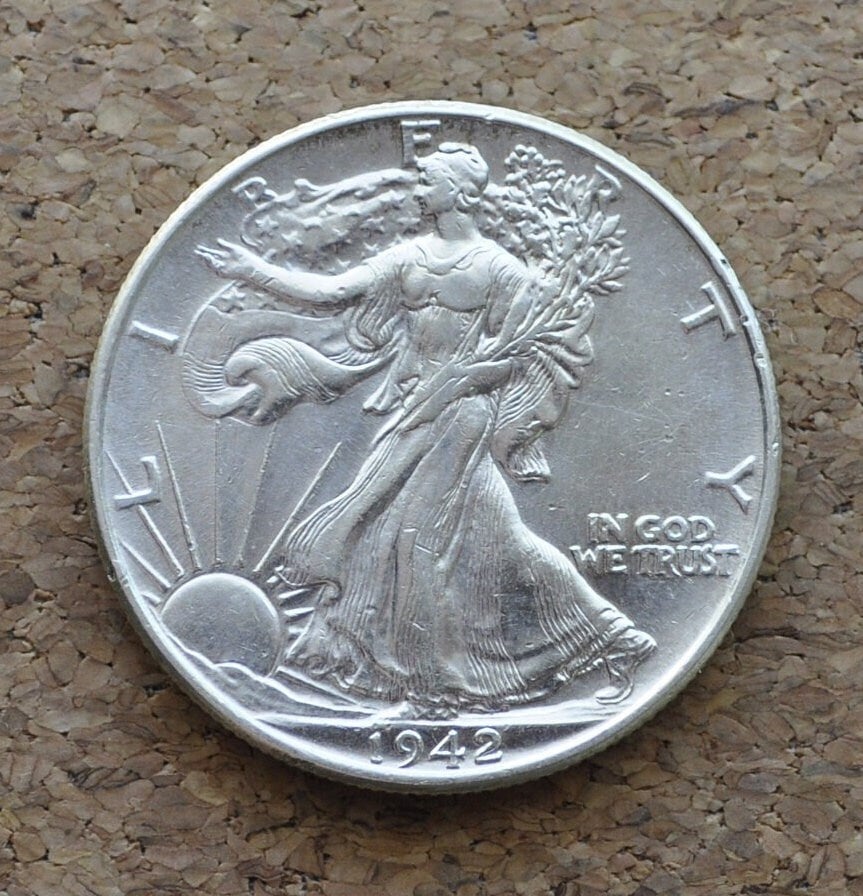 1942 Walking Liberty Silver Half Dollar - VF-BU (Very Fine to Uncirculated) Grade -Philadelphia- 1942 P Half Dollar, Great Mint Luster
