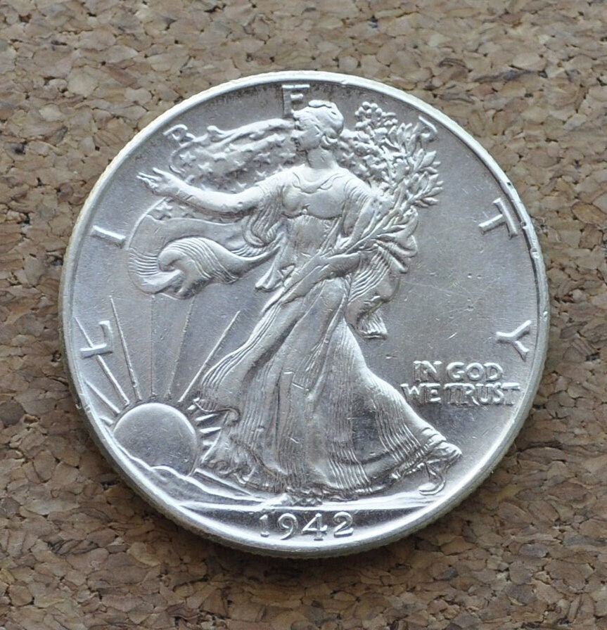 1942 Walking Liberty Silver Half Dollar - VF-BU (Very Fine to Uncirculated) Grade -Philadelphia- 1942 P Half Dollar, Great Mint Luster
