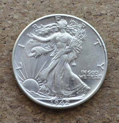 1942 Walking Liberty Silver Half Dollar - VF-BU (Very Fine to Uncirculated) Grade -Philadelphia- 1942 P Half Dollar, Great Mint Luster