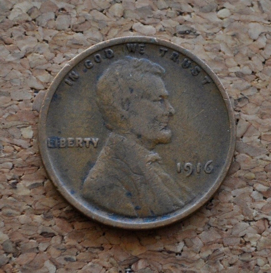 1916 Wheat Penny - Choose by Grade VG-XF (Very Good to Extremely Fine) - Philadelphia Mint - World War I Era Coin - 1916 wheat Ear Cent