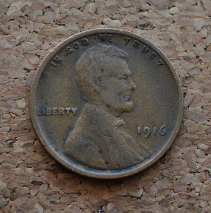 1916 Wheat Penny - Choose by Grade VG-XF (Very Good to Extremely Fine) - Philadelphia Mint - World War I Era Coin - 1916 wheat Ear Cent