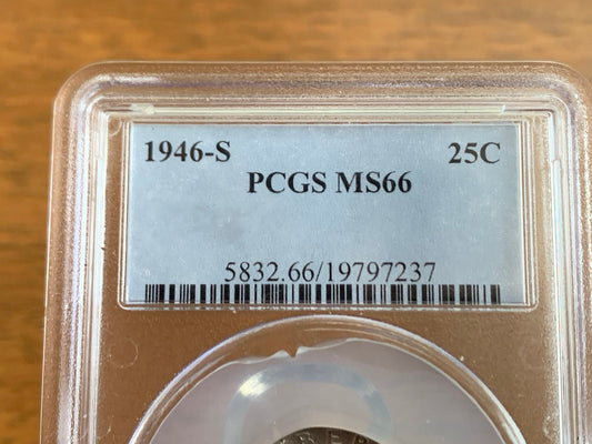 1946 S PCGS MS66 | SILVER - Washington Quarter - 25c US Coin #5832