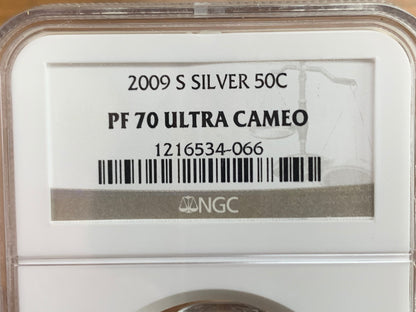 2009 S Silver Kennedy Half Dollar 50c - Graded by NGC PF70 Ultra Cameo