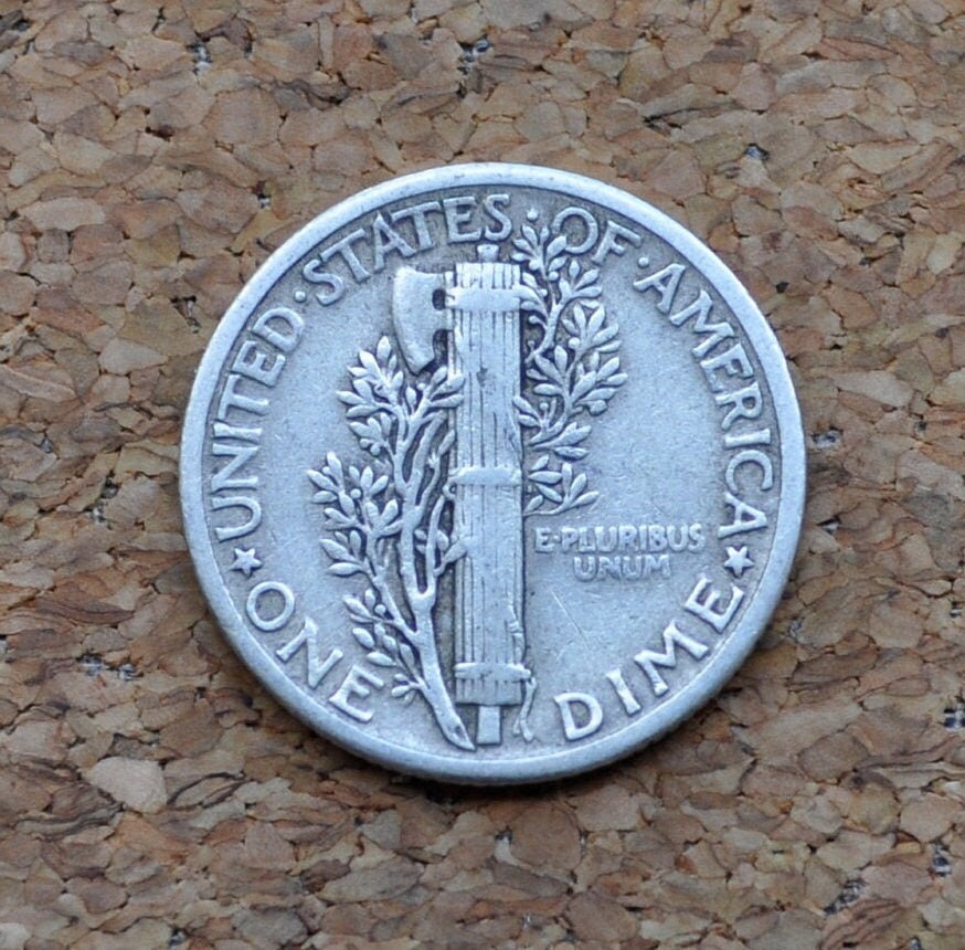 1928 Mercury Silver Dime - F-VF (Fine to Very Fine) Grade - Philadelphia Mint - 1928-P Mercury Head Dime / 1928P Winged Liberty Head Dime