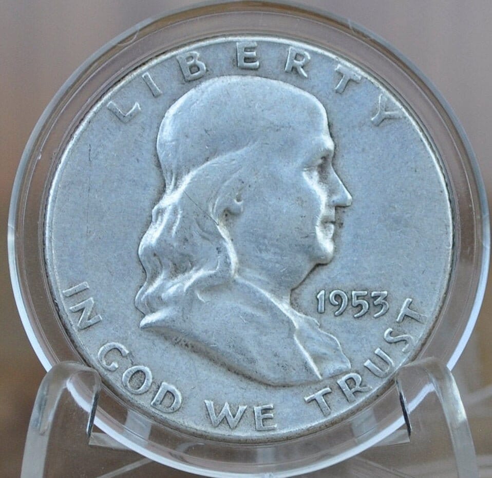 1953 Franklin Half Dollar- Choose by Grade - Philadelphia Mint - 1953P Silver Half Dollar - Benjamin Franklin Half Dollar 1953 P