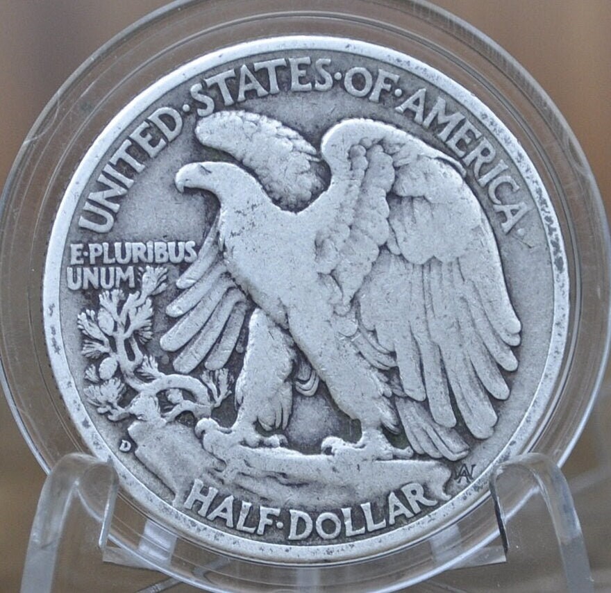 1942-D Walking Liberty Silver Half Dollar - F-VF (Fine to Very Fine) Grade / Condition - Denver Mint - 1942D, 1942 D Half Dollar