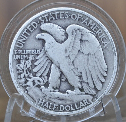 1942-D Walking Liberty Silver Half Dollar - F-VF (Fine to Very Fine) Grade / Condition - Denver Mint - 1942D, 1942 D Half Dollar