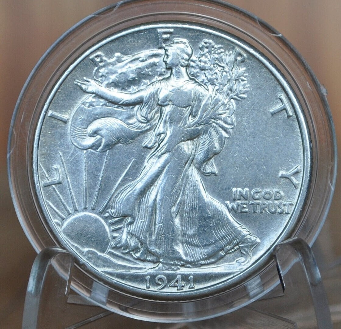 1941-D Walking Liberty Silver Half Dollar - VF (Very Fine to About Uncirculated) Choose by Grade -Denver Mint - 1941 D Half Dollar 1941D Wlh