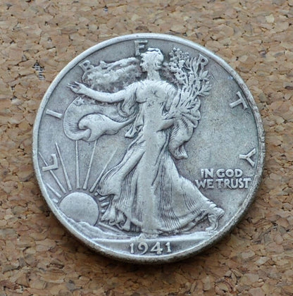 1941-D Walking Liberty Silver Half Dollar - VF (Very Fine to About Uncirculated) Choose by Grade -Denver Mint - 1941 D Half Dollar 1941D Wlh