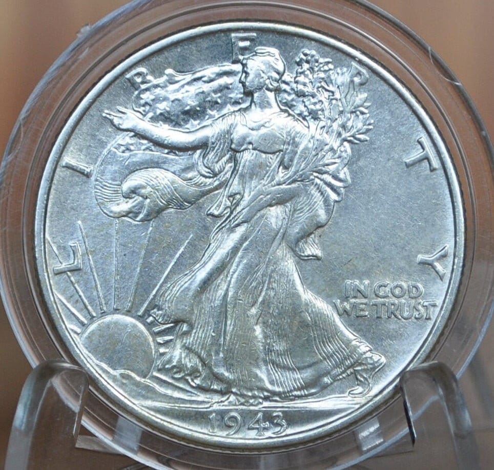 1943 Walking Liberty Silver Half Dollar - Choose by Grade VF-BU (Very Fine to Uncirculated) -Philadelphia Mint- 1943 P Walking Liberty