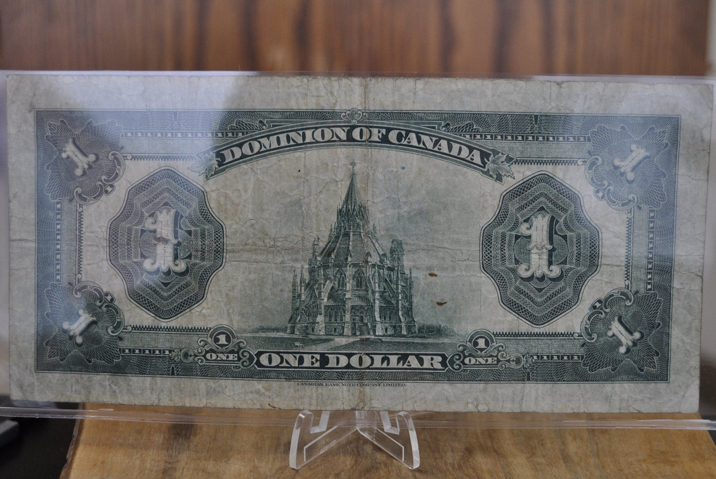 1923 One Dollar Dominion of Canada - VF (Very Fine) - Purple Seal, C Series, Very Rare Type for this Note - McCavour-Saunders - Higher Grade