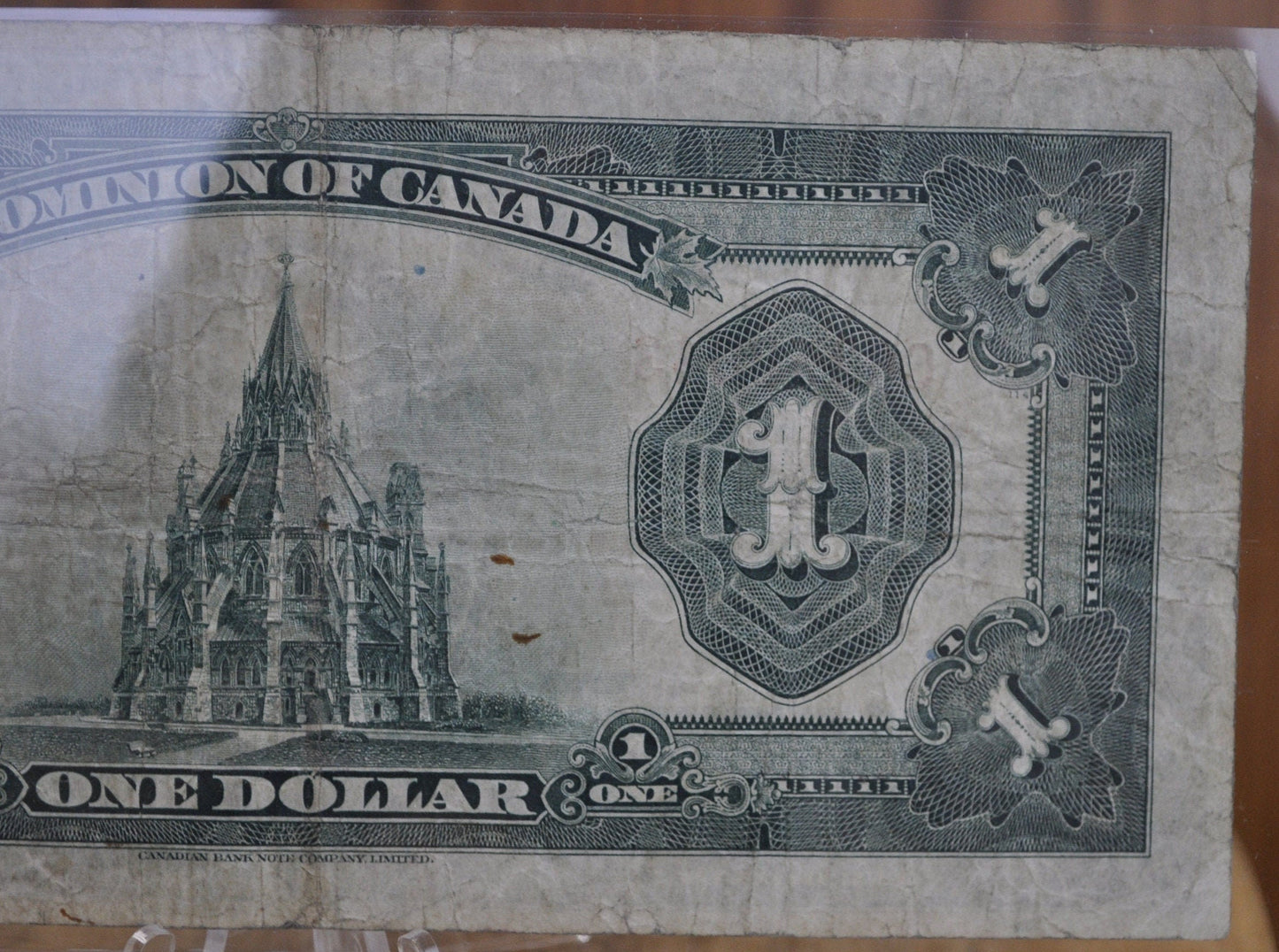 1923 One Dollar Dominion of Canada - VF (Very Fine) - Purple Seal, C Series, Very Rare Type for this Note - McCavour-Saunders - Higher Grade