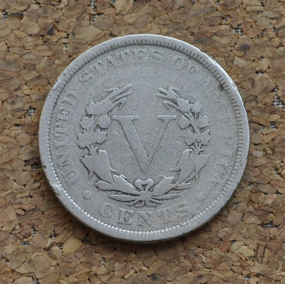 1905 V Nickel - 1905 Liberty Head Nickel - VG (Very Good) Condition - Liberty Nickel - 1905 Nickel Barber Design - Collectible, Jewelry